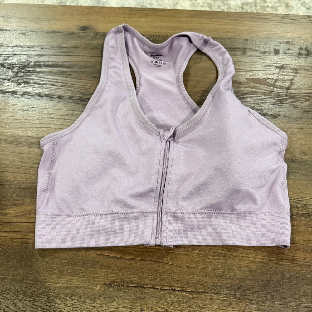 Shadow‎ Sport Front Zip Sports Bra Womens Medium Purple Racerback Activewear